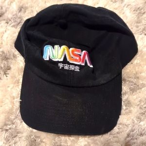NASA rainbow logo Japanese script Dad Hat, American Needle, Black
